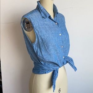 Blue Linen Uniqlo Vest